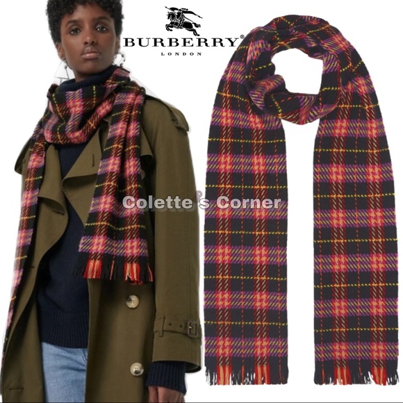Burberry Multicolor Check Merino Wool Black Plaid Scarf - Picture 8 of 8